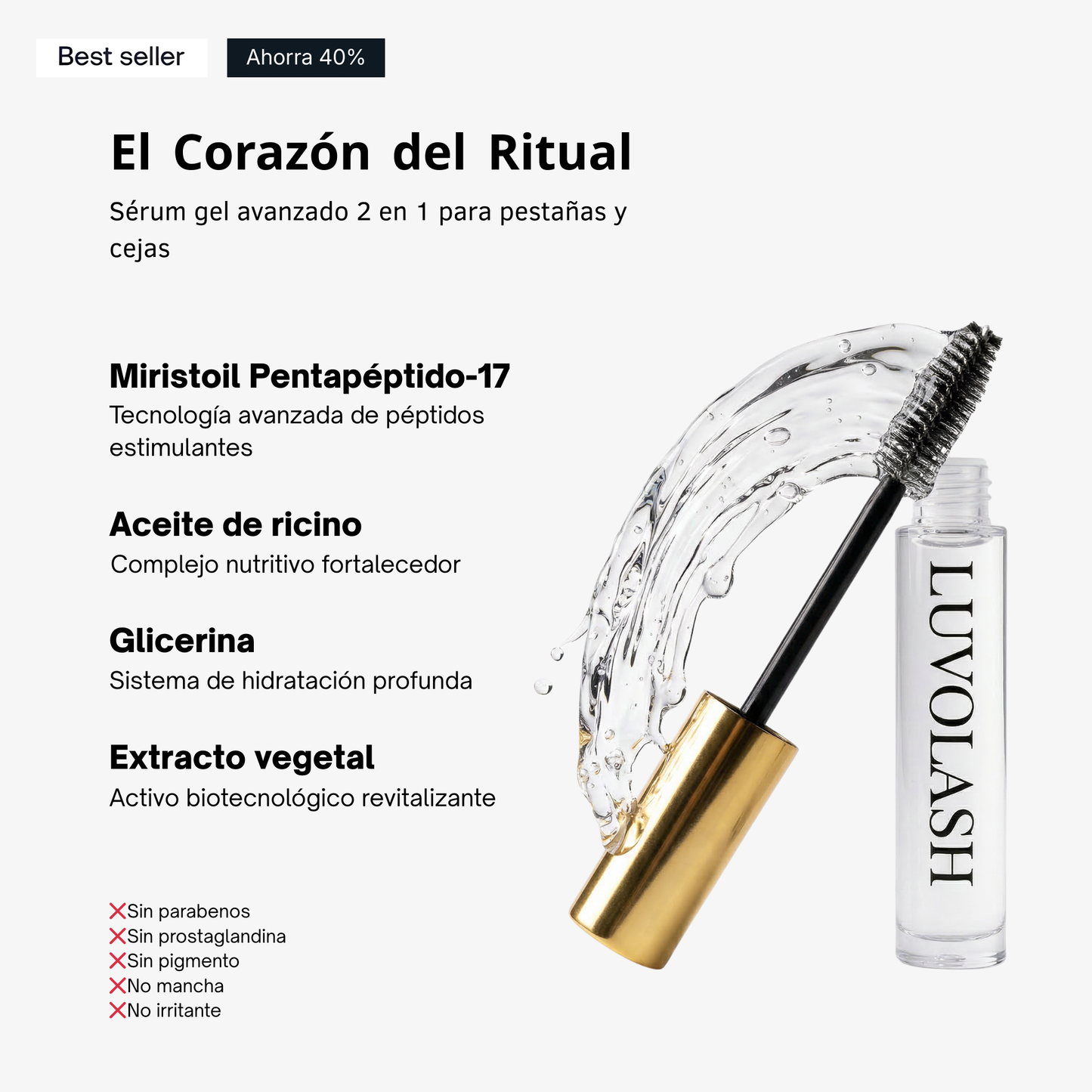Sérum Gel LUVOLASH 2 en 1 Pestañas y Cejas